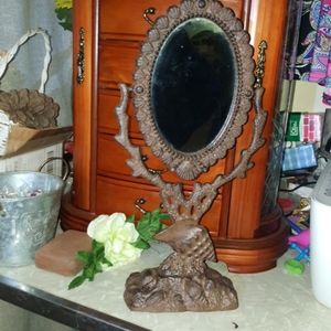 Vintage Circa 1990, Cast Metal Table Mirror Shells